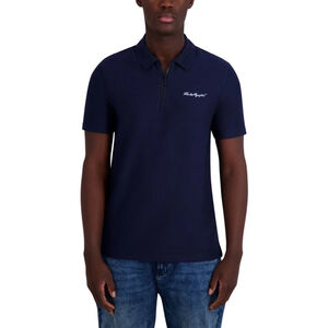 KARL LAGERFELD RIB ZIP SIGNATURE LOGO POLO SIZE‎ LARGE